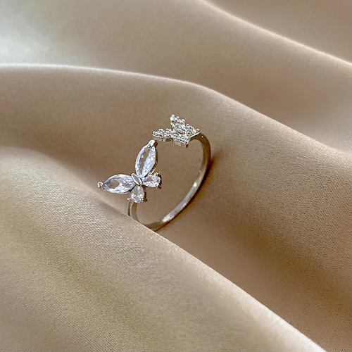 Super fairy open adjustable ring for women Korean Dongdaemun cold wind butterfly index finger ring ring cold wind tail ring