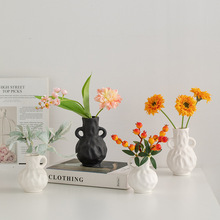 蜀门白色北欧现代陶瓷装饰干花鲜花花瓶客厅插花餐桌玄关摆件花器