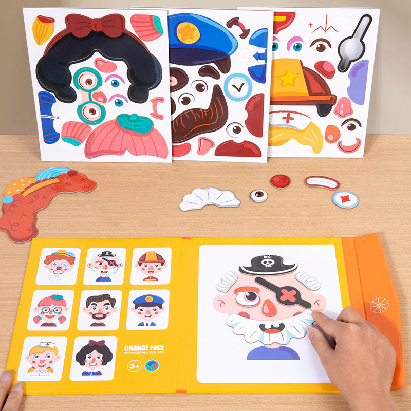 Cross-Border Children's Educational Early Learning Book-Style Magnetic Creative Face-Changing and Clothing-Changing Baby Puzzle Toy