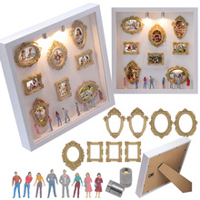 DIY饰品微缩博物馆场景相框带灯中空立体相框 微缩人偶装饰摆件