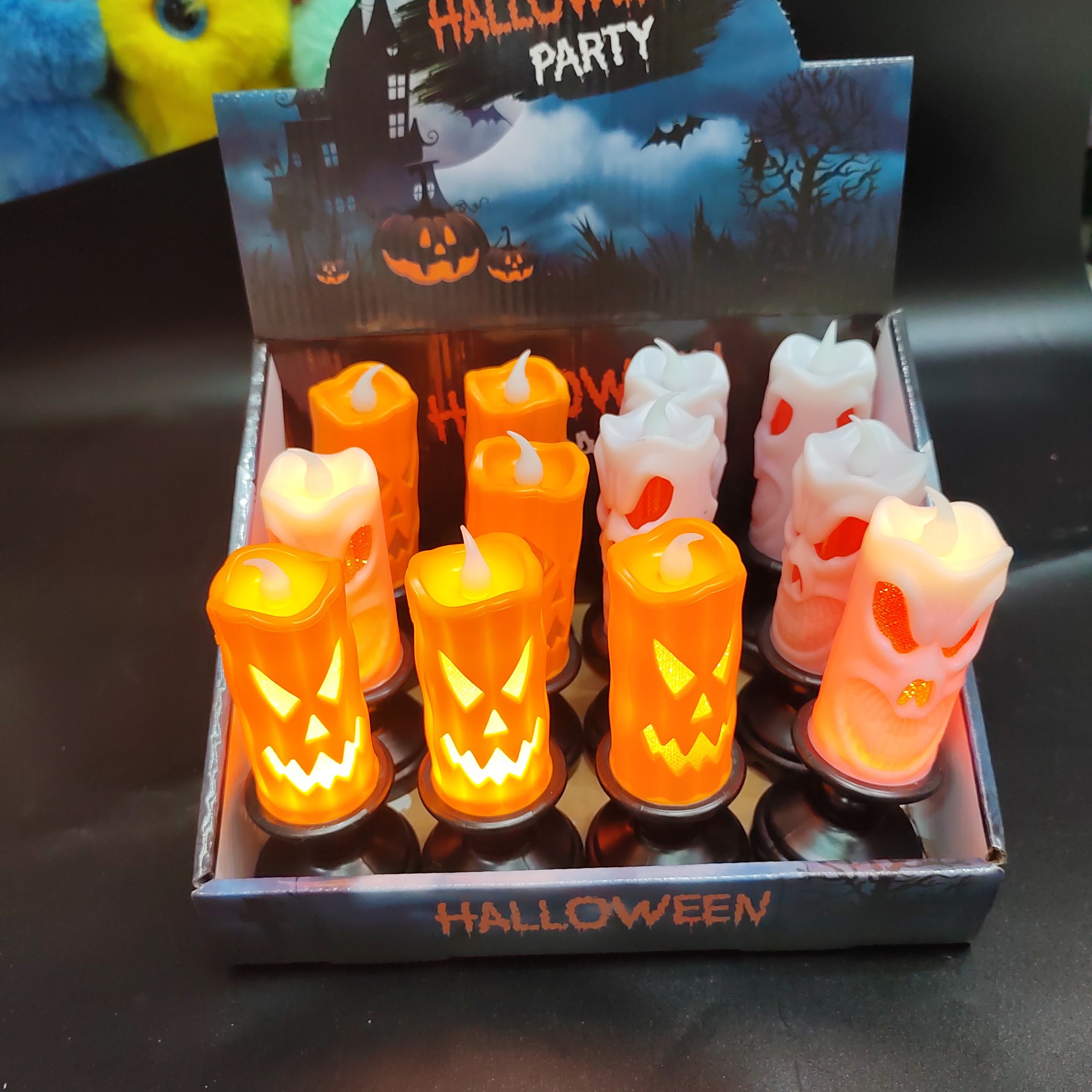 Decoración de Halloween calabaza lámpara de vela LED lámpara de vela electrónica accesorios de decoración horror lámpara de calavera adornos de vela