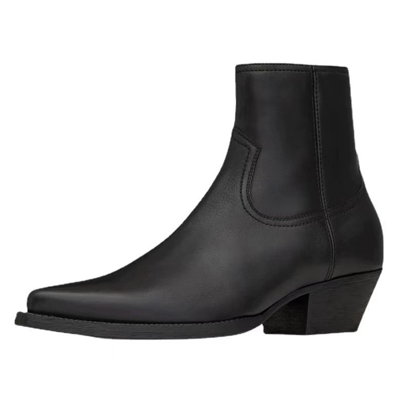 Внешняя торговля Мужская обувь Европейские и американские ботинки челси Мужские ботинки с острым носком на танкетке Ботинки Martin на молнии Короткие сапоги Короткие Большие размеры