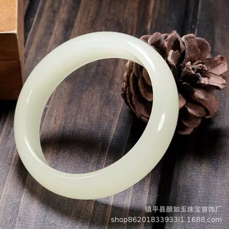 天然真玉正品阿富汗玉白玉扁条手镯羊脂白玉玉石手镯