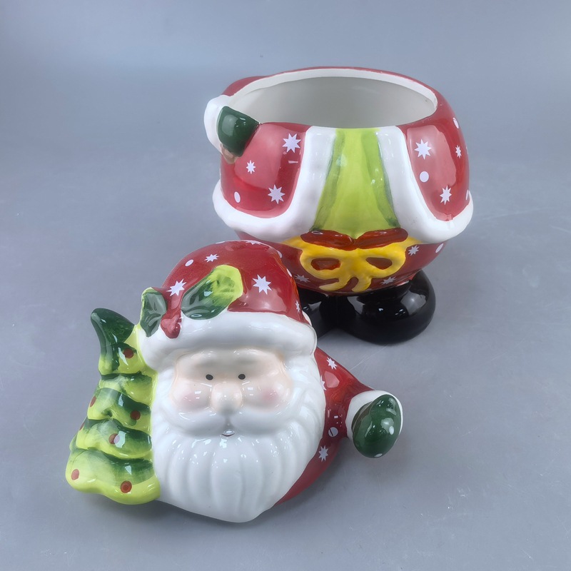 Navidad de cerámica de galletas viejos latas de sellado pintadas de turquesa para el hogar artículos de cocina de cerámica tanque con tapa