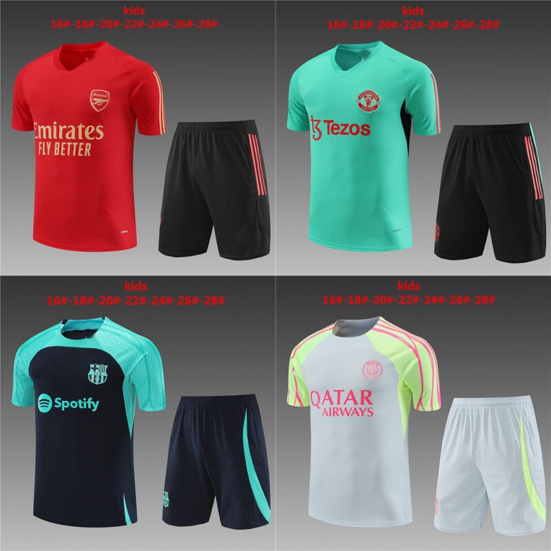 New Real Madrid Barcelona Paris Training Uniforms for Adults and Children Short-Sleeved Training and Competition Sports Football Training Uniforms New Real Madrid Barcelona Paris Training Uniforms for Adults and Children Short-Sleeved Training and Competition Sports Football Training Uniforms