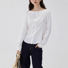 「芥末派VOOE」法式一字领宽松通勤百搭衬衫女25秋季简约休闲上衣