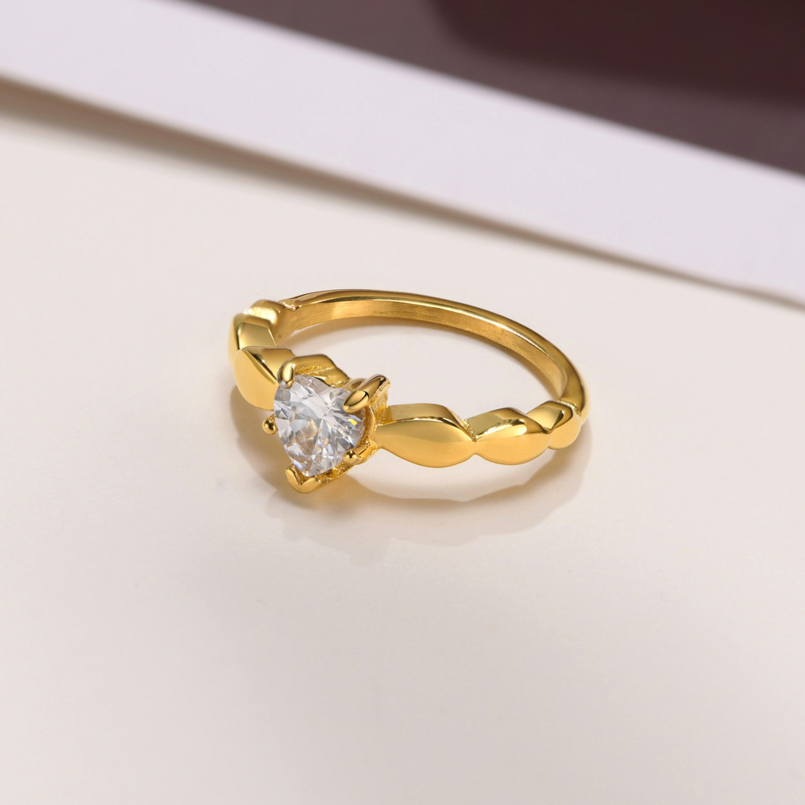 Simple Style Heart Shape Stainless Steel Rings Inlay Zircon Stainless Steel Rings display picture 24