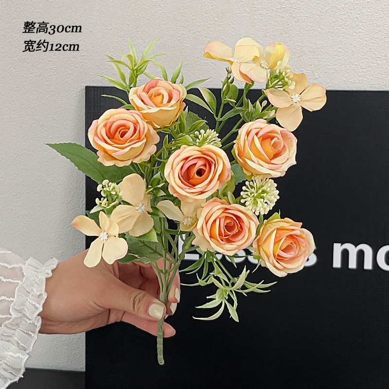 インスタイルローズ造花小さな花束装飾装飾品鉢植え DIY フラワーアレンジメントリビングルーム造花装飾|undefined