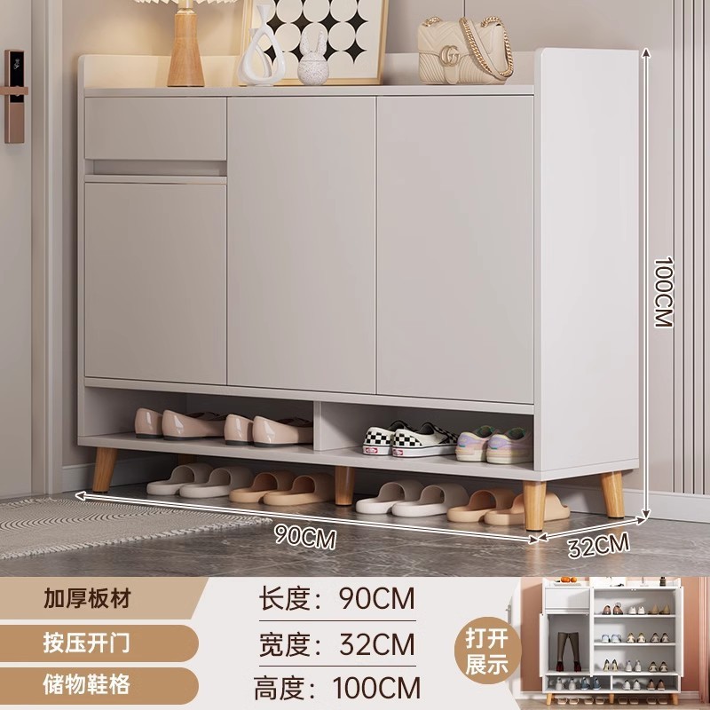 鞋柜家用门口轻奢入户收纳储物柜新款2025靠墙玄关柜一体鞋架|undefined