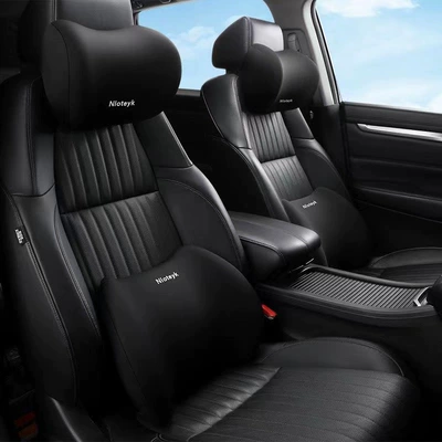 Waist support car headrest, neck pillow - classic-black-one-headrest-one-lumbar-support-one-size-fits-all