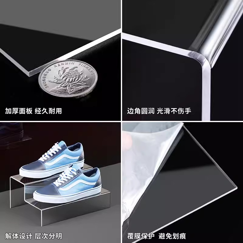 アクリル階段式展示棚透明生放送陳列棚多層手作りブラインドケース立札階段収納置物|undefined