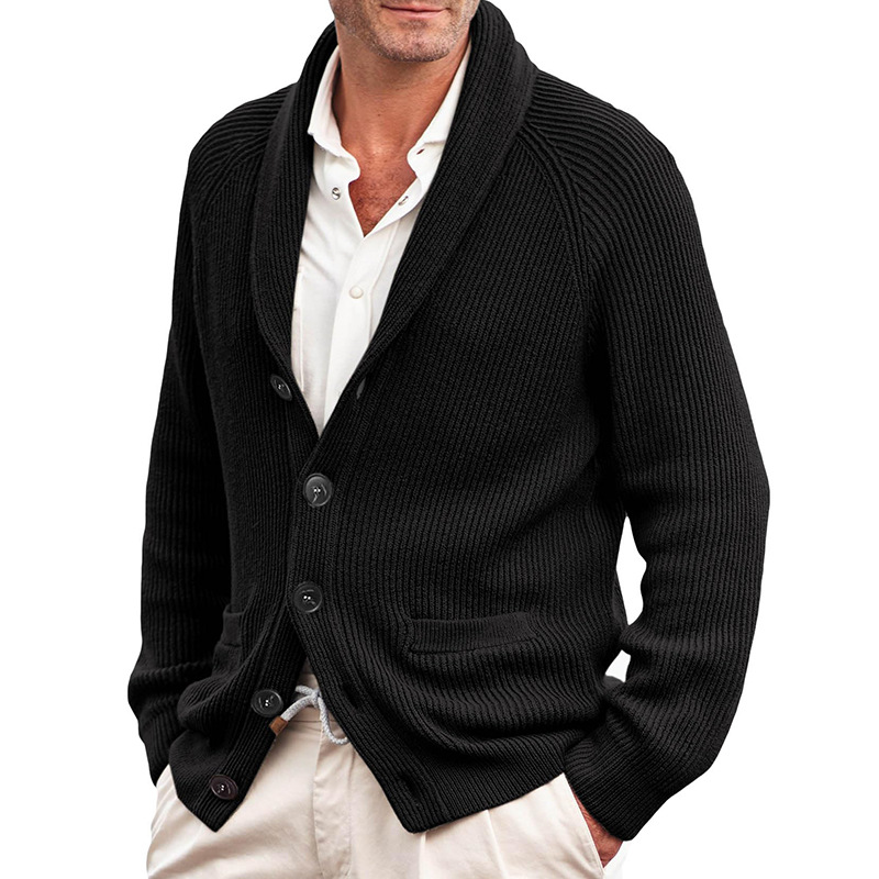 Men's Cardigan Sweater Turn-down Collar Knitted Jacket For Autumn_voghion.com