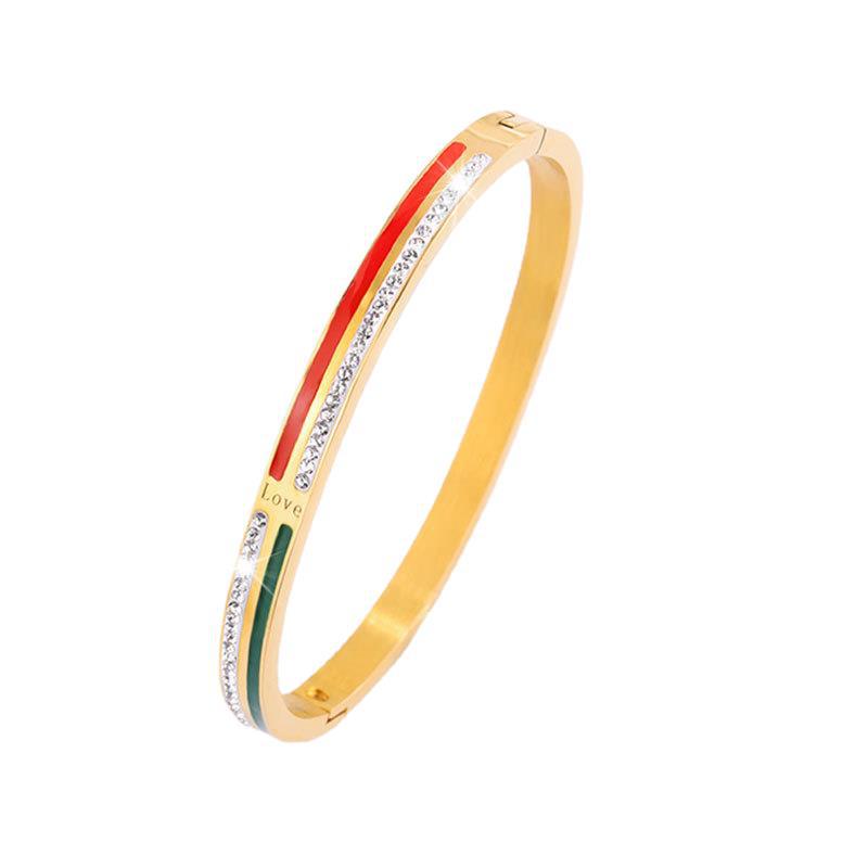 Brazalete de acero de titanio diseño de personalidad LOVE goteo de aceite brazalete de diamantes mujeres lujo ligero nicho transfronterizo brazalete de alto nivel image 6