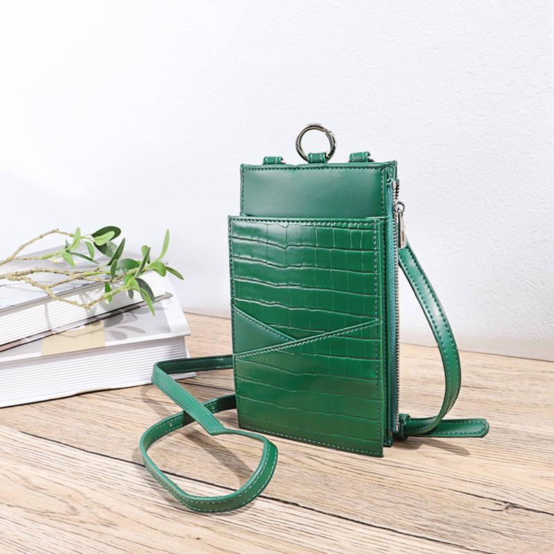 Bolsa de tendencia para teléfonos móviles con patrón de piedra en V. Bolsa de hombro de verano para mujeres. Bolsa de cambio móvil de moda ligera.