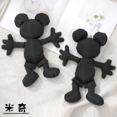 メーカー卸売黒防雨シルク生地ミッキーぬいぐるみミッキーマウス子供枕人形かわいい