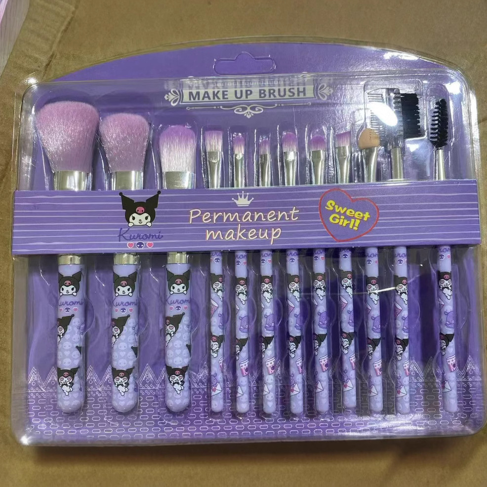 Estilo explosivo transfronterizo de alta calidad 12 nuevos pinceles de maquillaje de dibujos animados súper lindos Kulomi, pinceles sueltos, pinceles para sombras de ojos