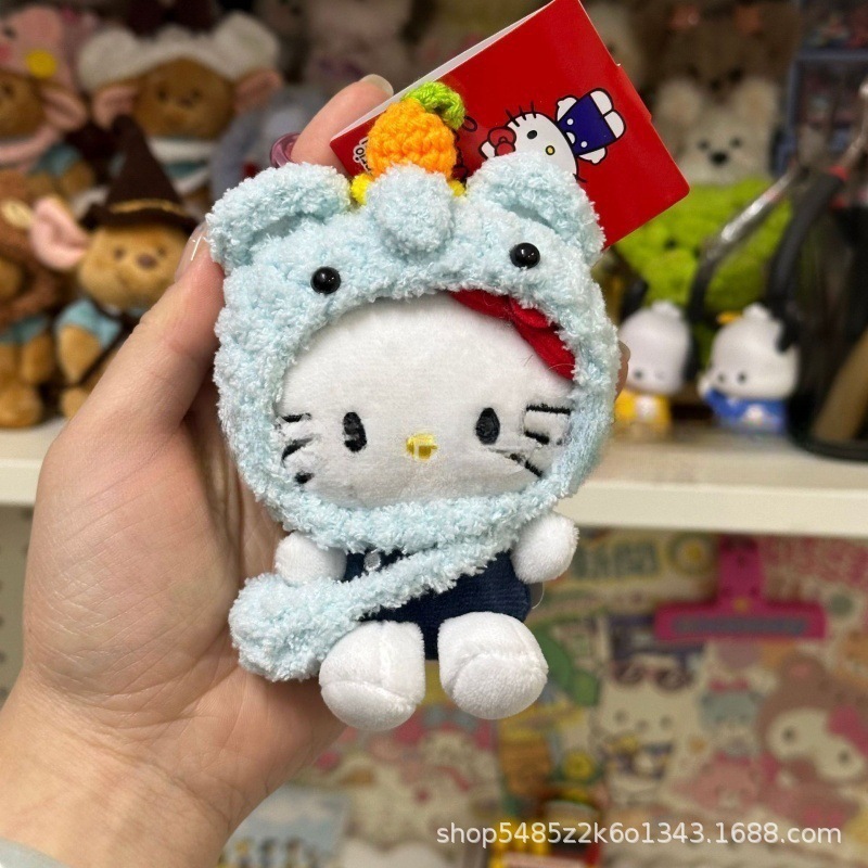 黑色草帽kitty帽宝宝挂件爱心扣公仔玩偶可爱赫本风挂饰钥匙扣|undefined