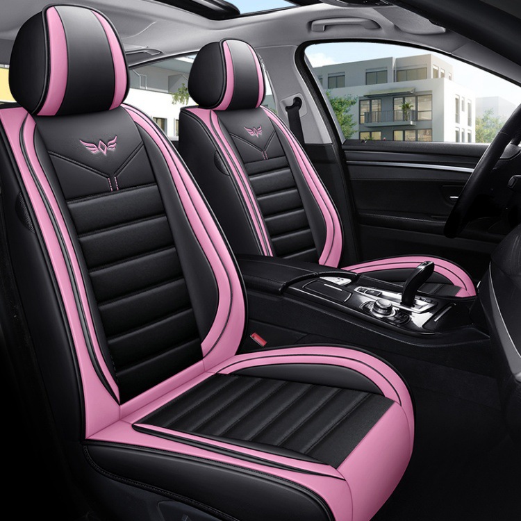 New Nappa Leather Car Seat Cushion, Universal for All Seasons, Fully Enclosed Seat Cover, Summer Machine-Knitted Ice Silk Breathable Internet Celebrity Car Cushion