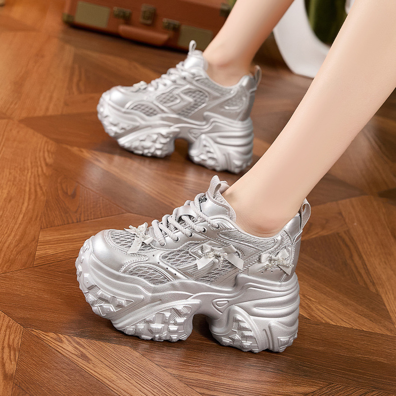 Torre Shoes Women's 2025 Summer New Style Small Inner Height Women's Shoes Sports Casual Shoes Hollow Breathable Mesh Shoes