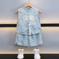 Детский костюм Hanfu для мальчиков в китайском стиле, лето 2025, новый стильный костюм для мальчиков весна/лето в древнем стиле, национальный тренд Tang.