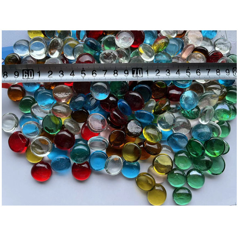 玻璃扁珠厂家批发 彩色玻璃扁珠 围棋子混色造景鱼缸用玻璃扁珠