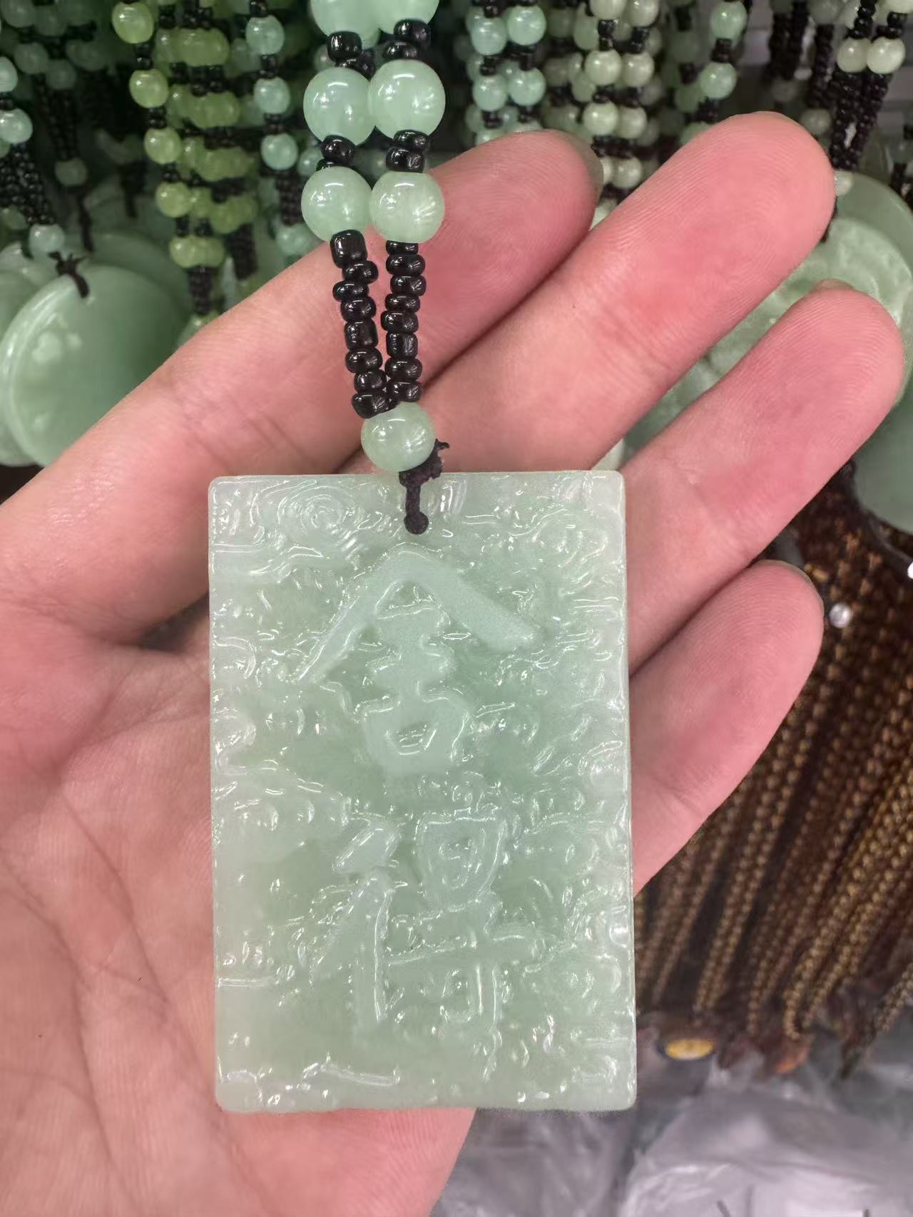 Nuevo jade sonriente ligero budismo guanyin dragón marca festival alto collar suéter cadena colgante lugar escénico joyas regalos