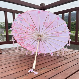 印花绸布花瓣伞国风汉服古装拍照道具伞古典油纸伞仙女防晒古风伞