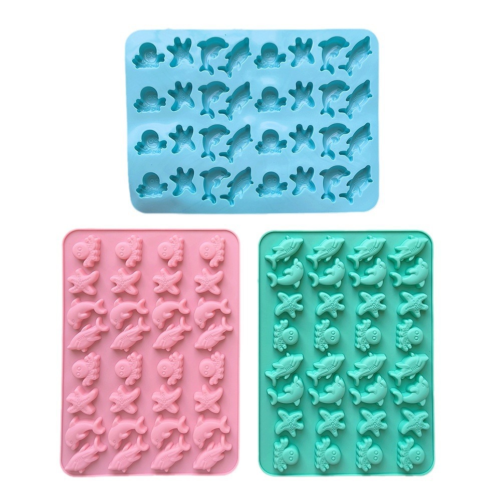 32 agujeros estrella de mar 335 chocolate molde de silicona molde de rejilla de hielo molde de galletas dulces pudín molde de horneado