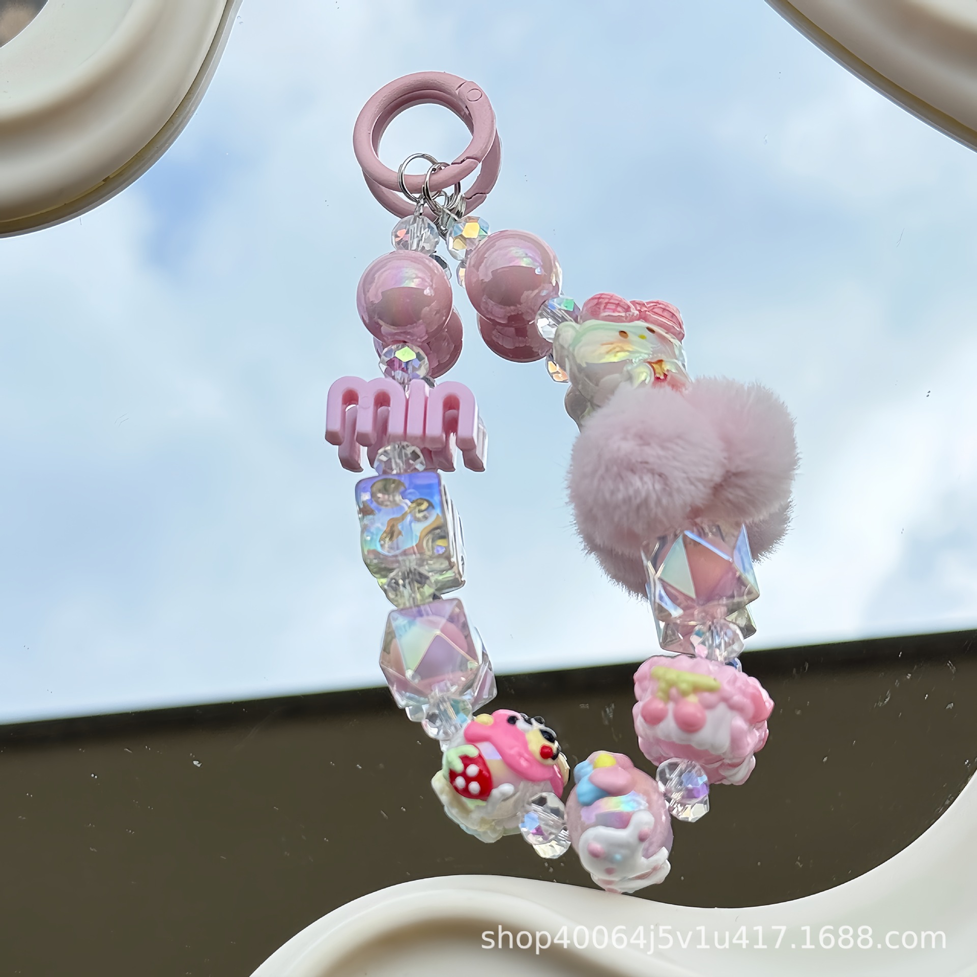 핑크 체인(랜덤 핸드페인팅 비즈)