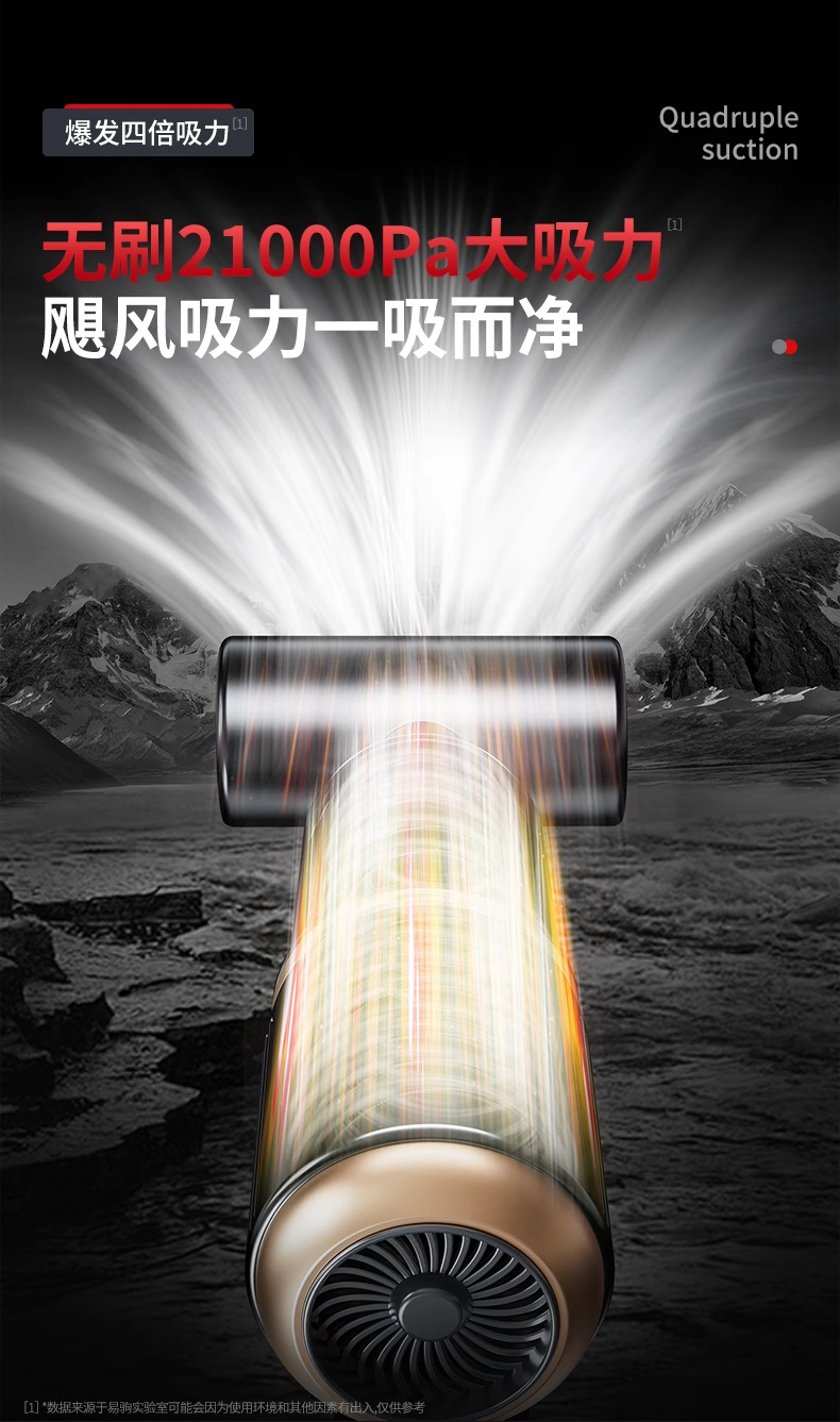 Yiju Car Vacuum Cleaner Handheld Small Car Vacuum Cleaner New Model for Foreign Trade with Super Strong Suction and High Power for Home Use with Wireless Charging