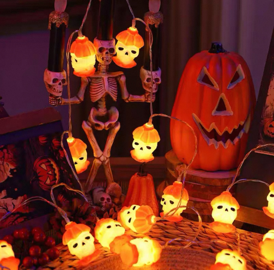 Luces LED transfronterizas, luces de cadena para Halloween, luces solares con forma de calabaza, luces decorativas para días festivos, luces de ambiente festivo para exteriores, luces coloridas