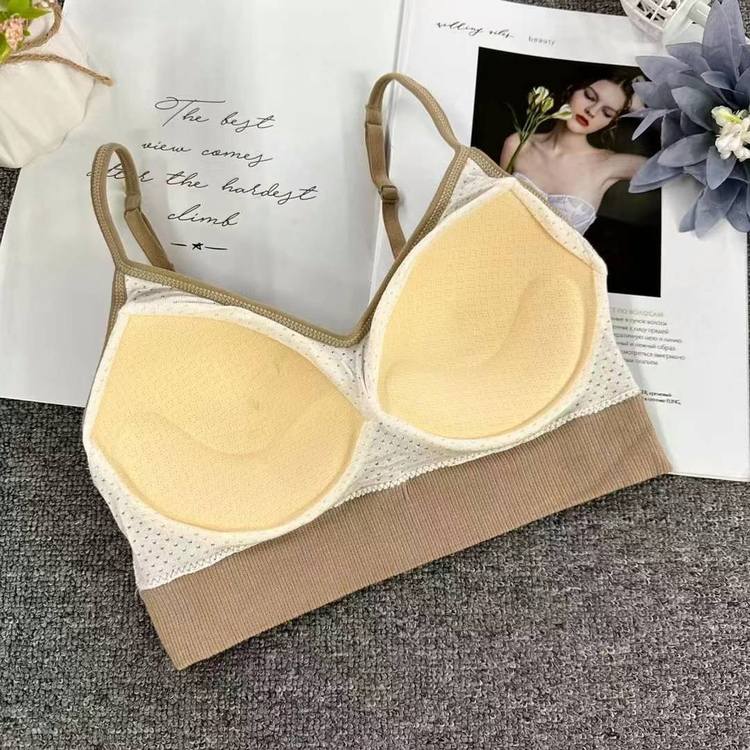 Nueva taza fija sin costuras hermosa espalda sin anillo de acero ropa interior chaleco chaleco cómodo ropa interior damas base sostén al por mayor