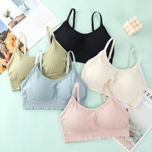 一字吊带美背内衣女薄款带胸垫内搭抹胸防走光聚拢透气打底裹胸