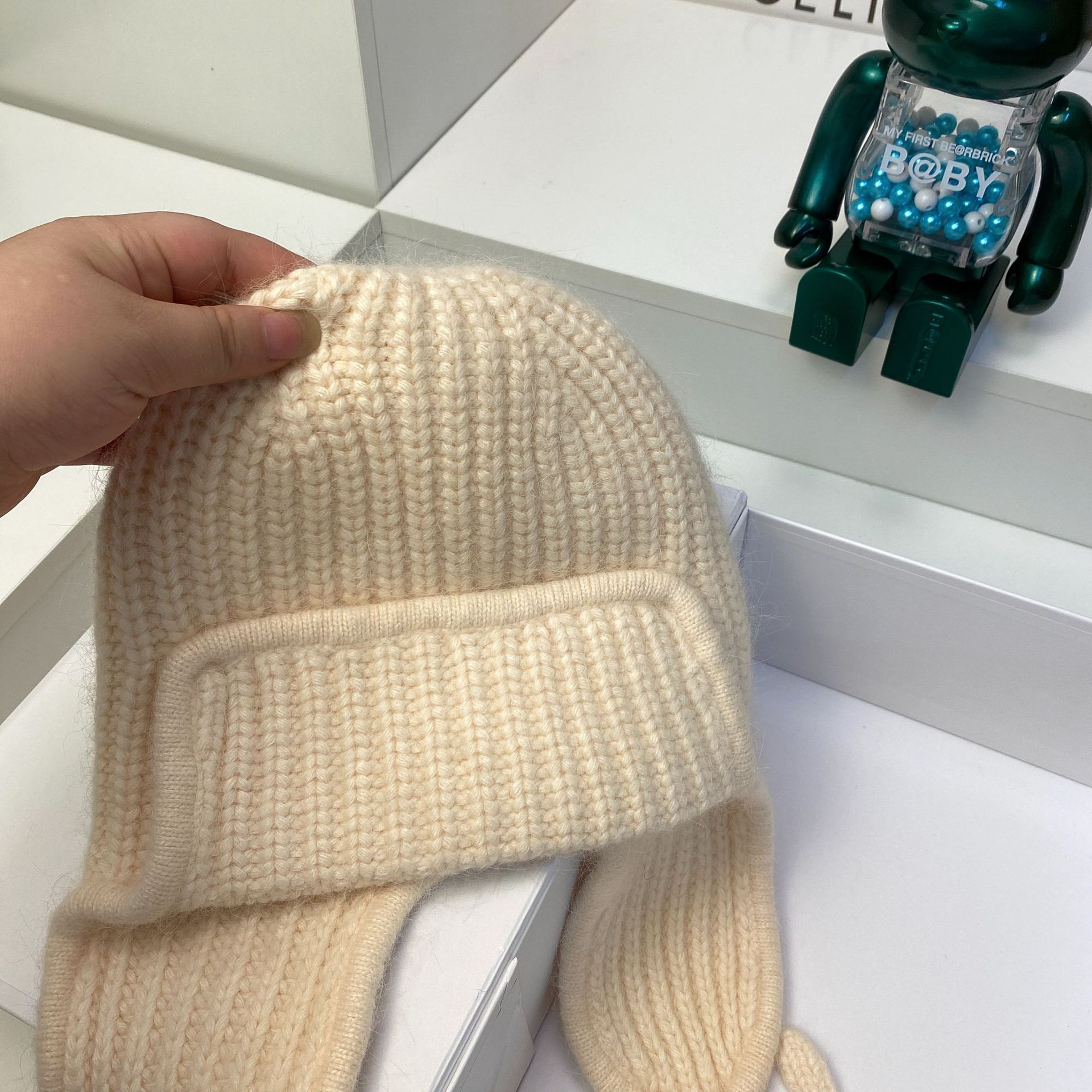 Russischer Samt, verdicktes Kaninchenhaar, gestrickt für Wärme im Winter, Ohrenschutz, Gesichtsumhüllung, Wollmütze, modisch_voghion.com