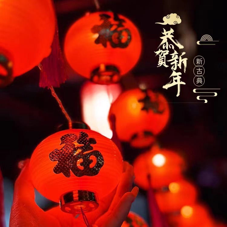 批发新年红灯笼灯串LED串灯福字喜庆装饰灯春节户外装饰中秋国庆