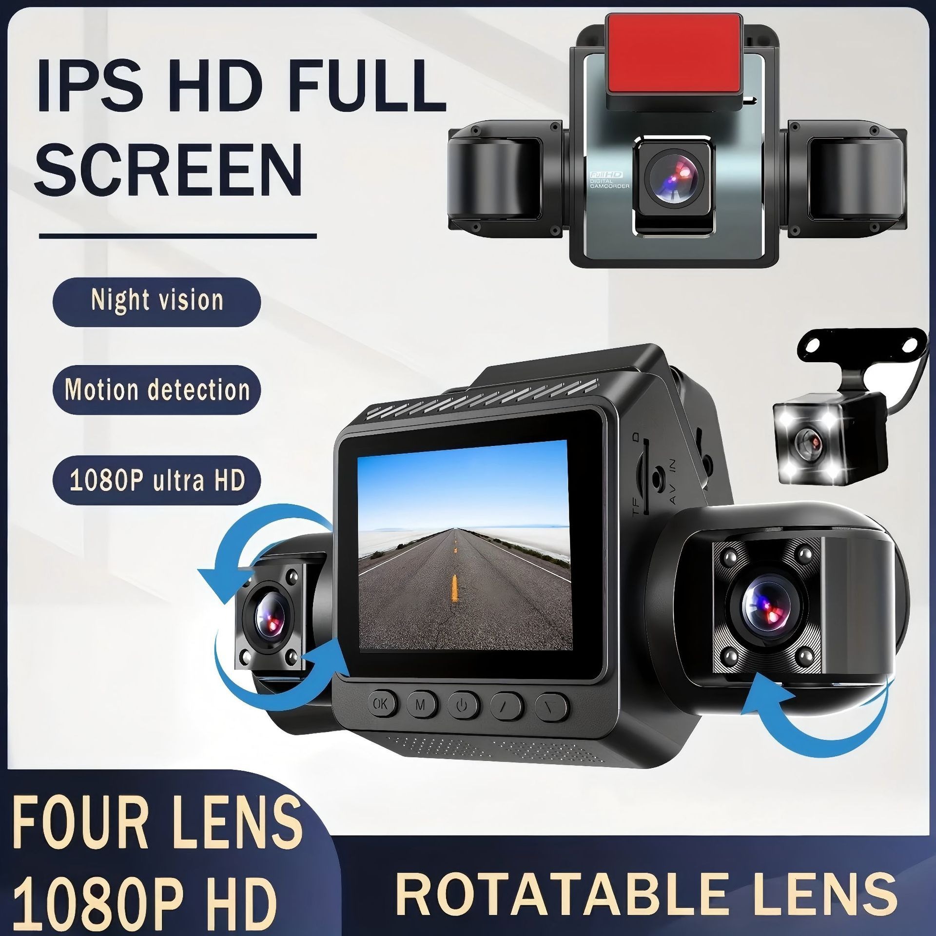 New four-lens dashcam 1080P HD night vision mobile WiFi four-channel car recorder