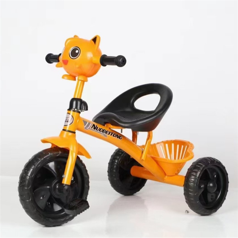 Triciclo Infantil con Pedales y Empuje Tubo de Hierro Empuje de mano, Cesto de almacenamiento para Niños