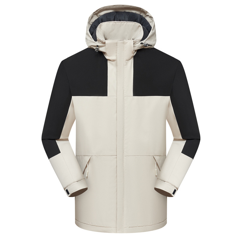 Abrigo de algodón acolchado forrado de lana para pareja para hombres y mujeres al aire libre sombrero desmontable impermeable color suelto a juego engrosado chaqueta súper suave al por mayor