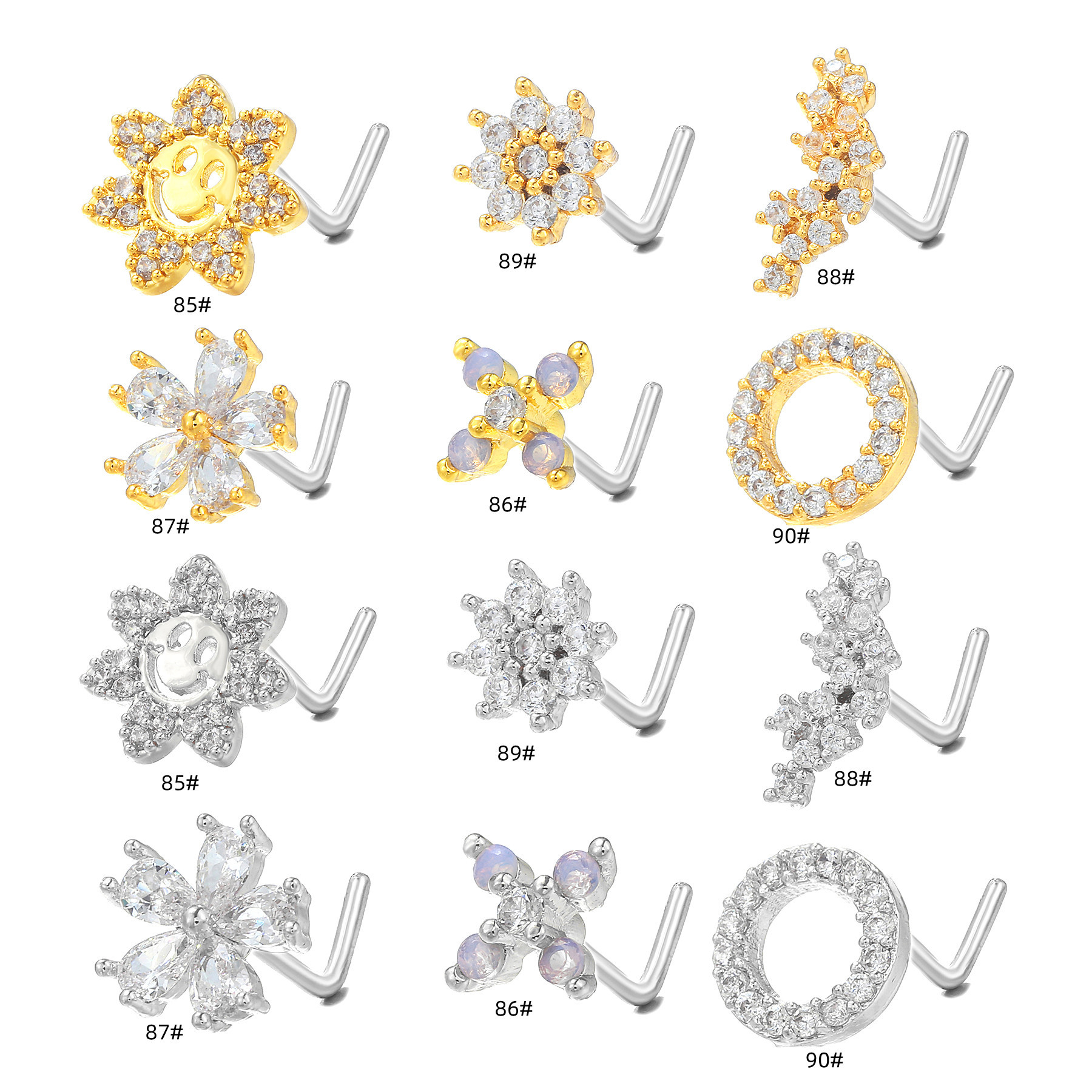 Fashion Flower Copper Plating Zircon Nose studs 1 Piece