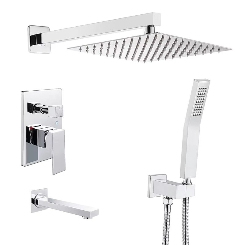 Single-Handle Thermostatic Shower Faucet with Massage Function, Brass Ceramic Core, Wall-Mounted Bathroom Combination System