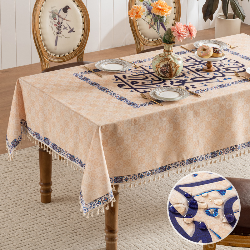 Mantel de estilo exótico exclusivo transfronterizo, mantel de comedor rectangular de alta gama, toalla de mesa de centro impermeable y antideslizante para el hogar