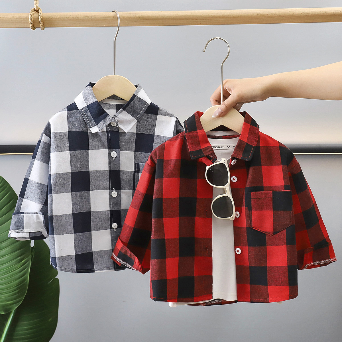 Camisas a cuadros para niños primavera y otoño nuevo estilo británico tendencia de niños con camisas de niños al por mayor