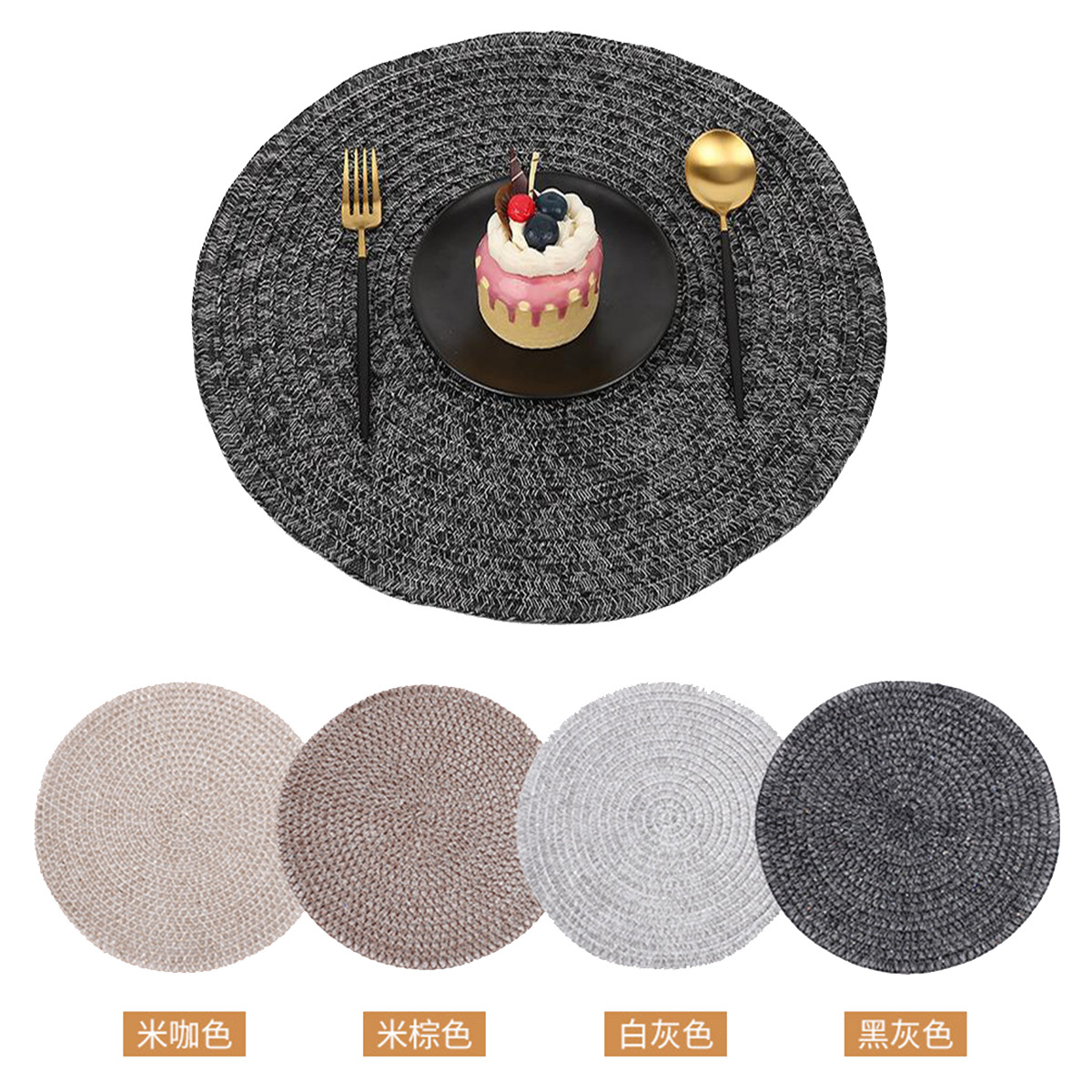 De estilo japonés ronda tejida mantel respetuoso del medio ambiente PE mesa estera de PVC mantel lavable antideslizante mesa decorativa estera montaña