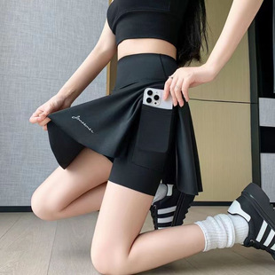 Plus Size Quick-Dry Anti-Exposure Two-Piece Skirt Shorts for Plus-Size Women, Suitable for Sports, Fitness, Yoga, and Running