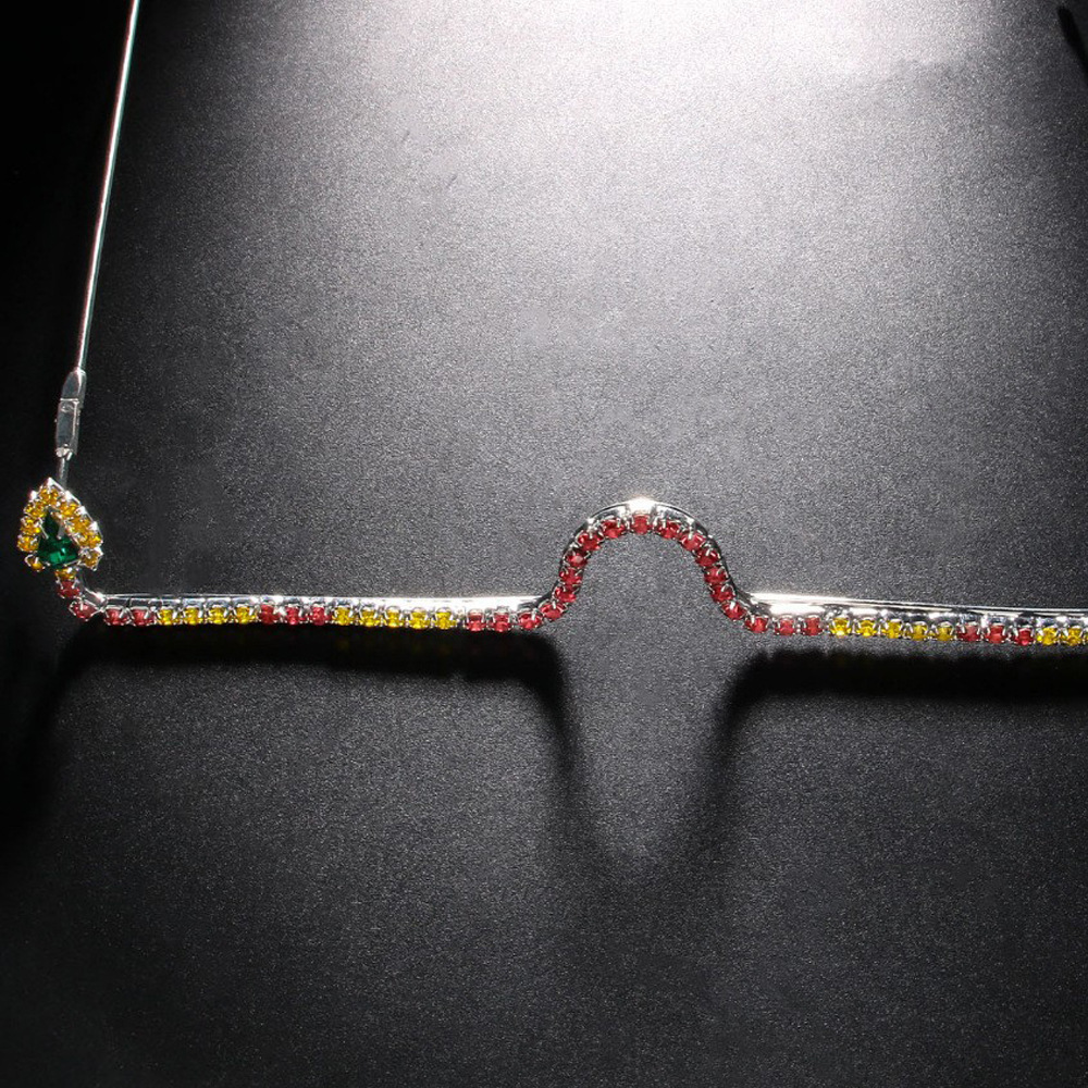 Cross-Border moda rhinestone gafas Marco europeo y americano simple color diamante gota de agua cara joyería femenina gafas marco