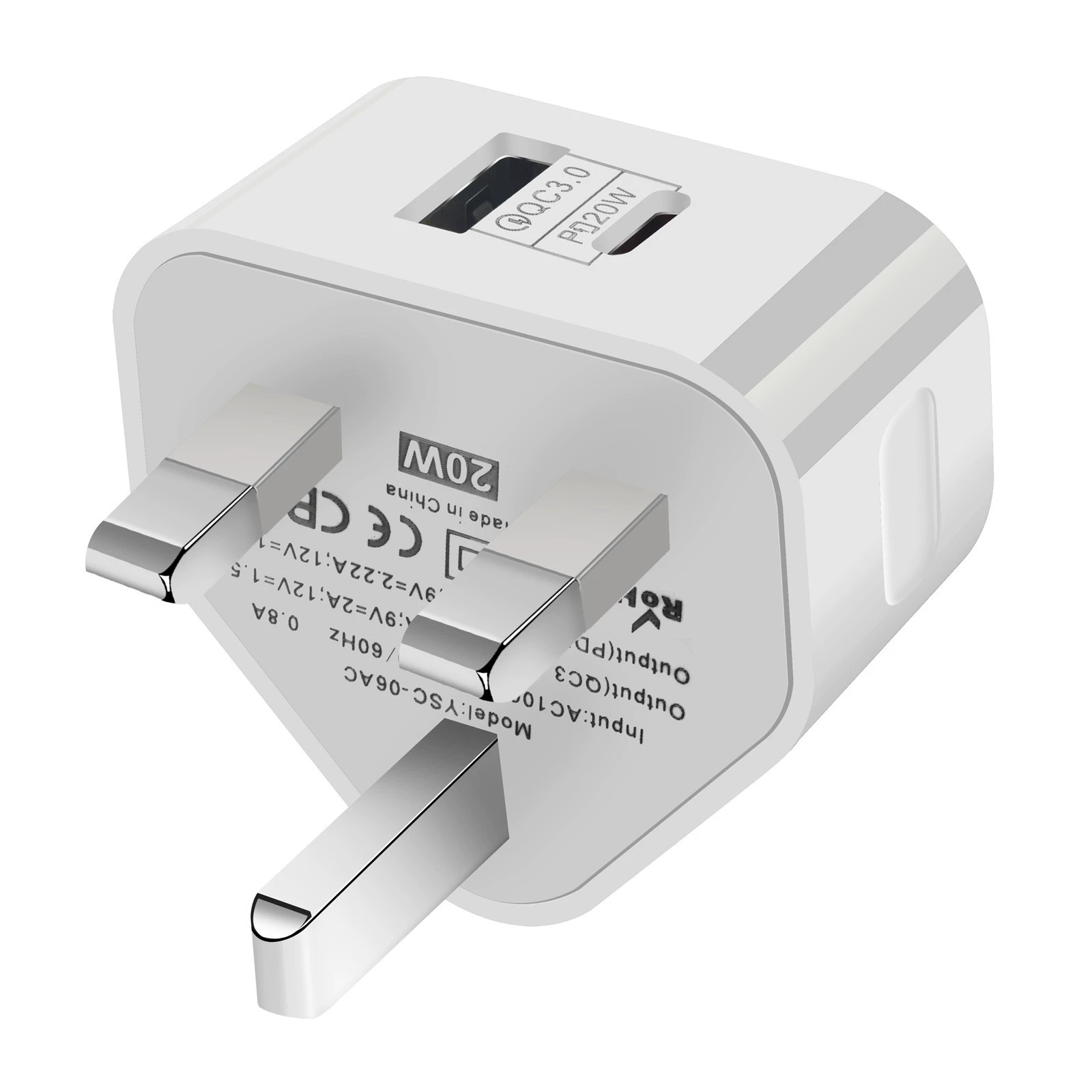 20W британское регулированное зарядное устройство PD зарядник Type-C+QC3.0 треугольник регулируемое зарядное устройство PD адаптер