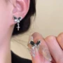 黑蝴蝶复古流苏耳钉