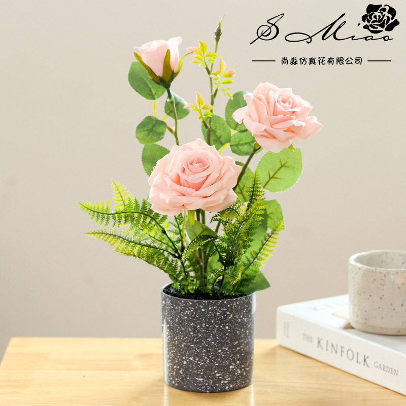 Flor Artificial estilo rural Rosa bonsai flor artificial decoración interior suministro directo de fábrica entrega de una pieza simulación de planta verde image 9