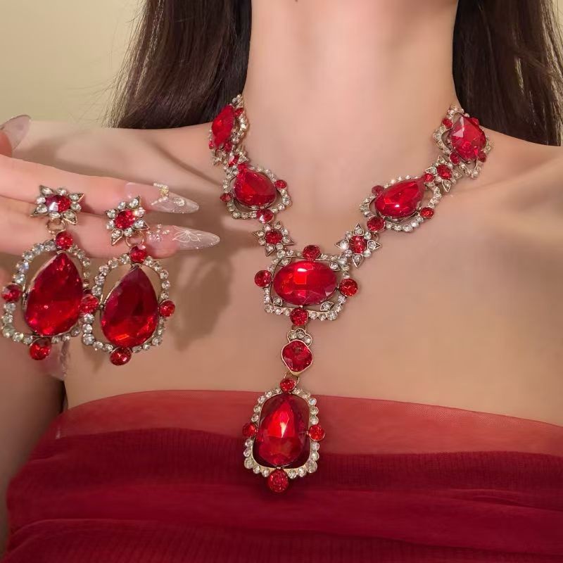 Collar de novia europeo y americano transfronterizo Vestido de novia de dos piezas Accesorios de boda Collar de novia de boda Conjunto de joyas al por mayor directo