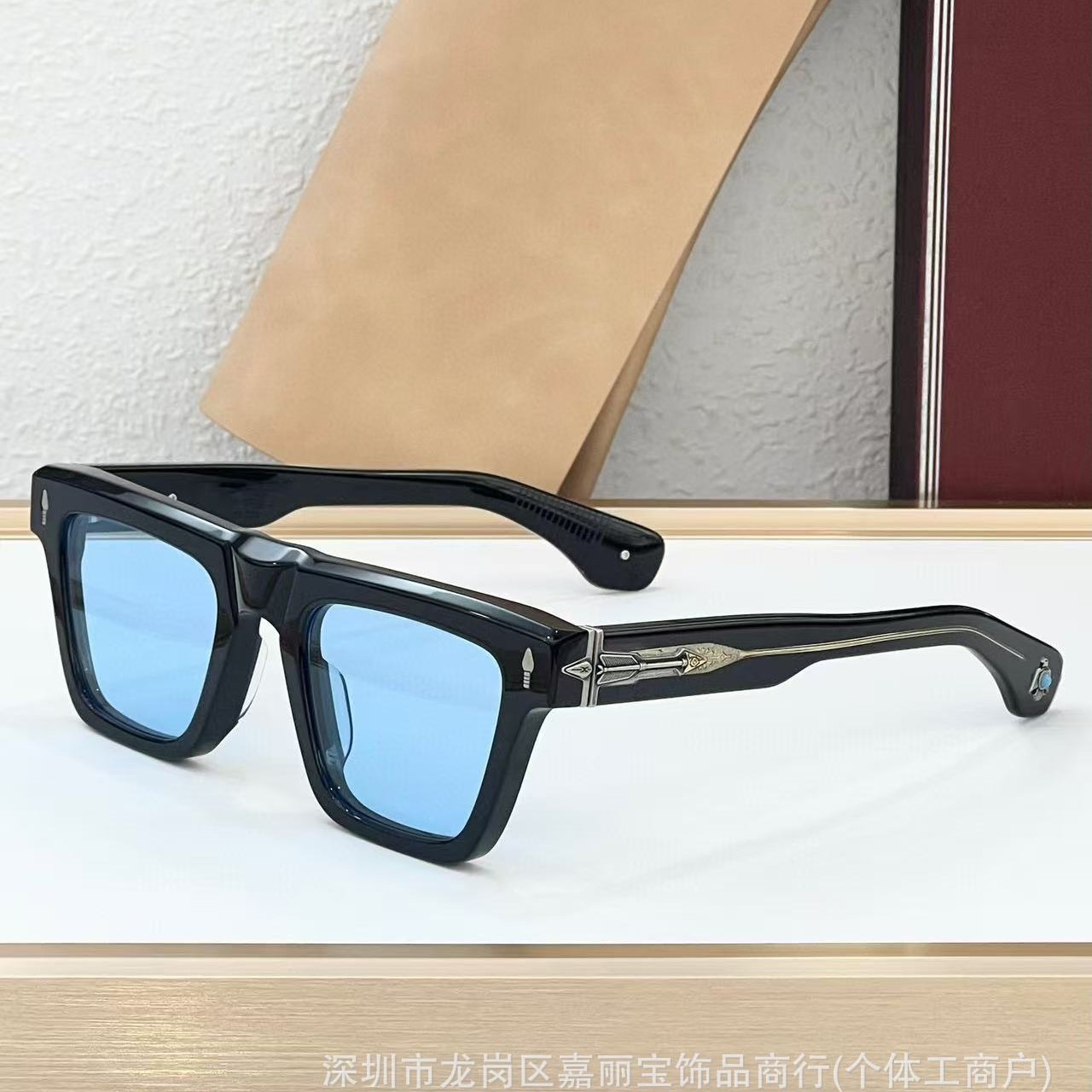 turquoise fashionable retro square sunglasses